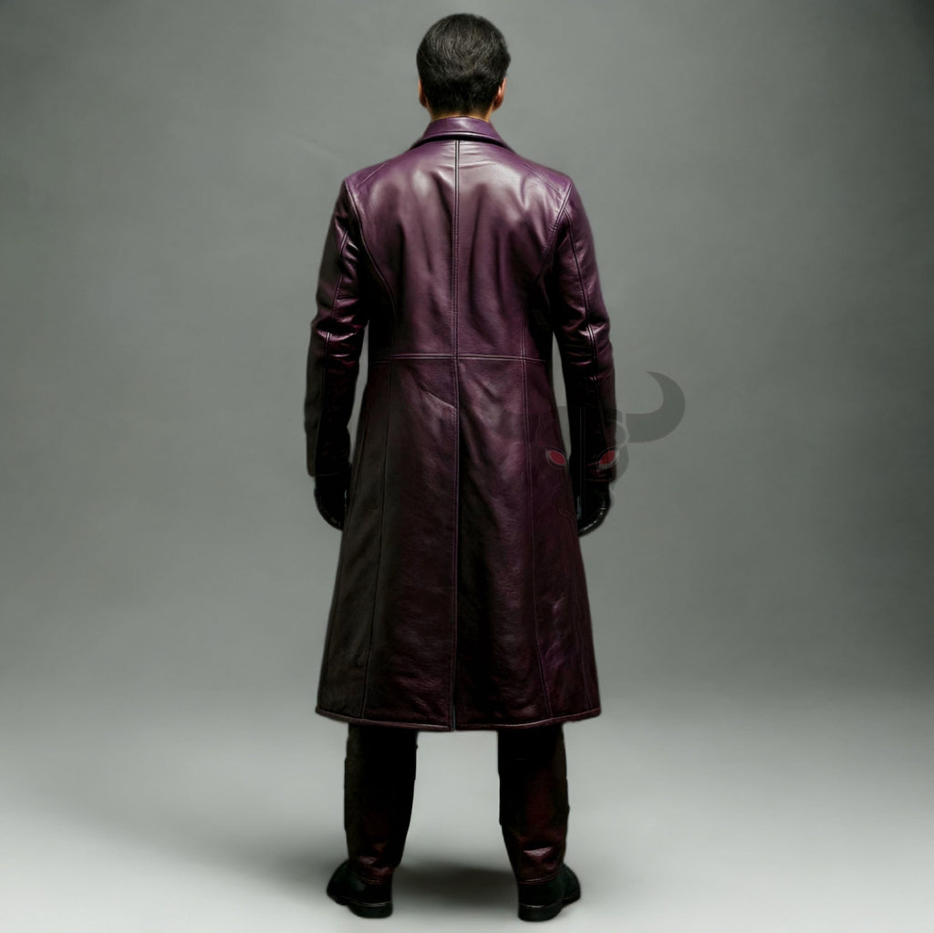 Joker Cosplay Costume Purple Leather Coat Green Vest Villain Halloween Outfit Comic Con
