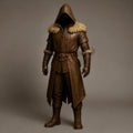 Hooded Medieval Assassin Coat Genuine Leather Renaissance Faire Cosplay Cloak Viking LARP Jacket