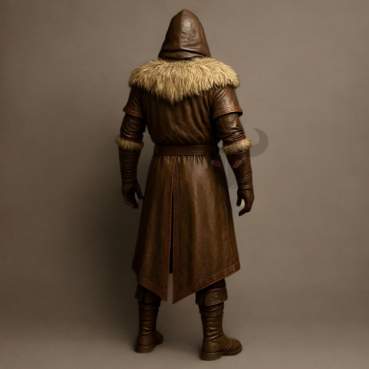 Hooded Medieval Assassin Coat Genuine Leather Renaissance Faire Cosplay Cloak Viking LARP Jacket