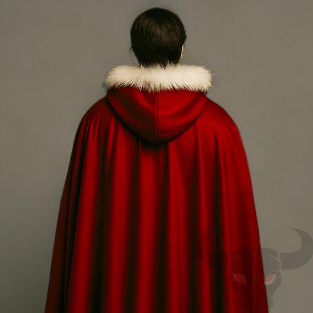 Gothic Witch Leather Cloak Flame Hooded Cape Medieval Renaissance Cosplay Santa Christmas Robe