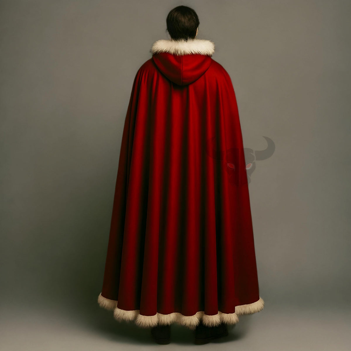 Gothic Witch Leather Cloak Flame Hooded Cape Medieval Renaissance Cosplay Santa Christmas Robe