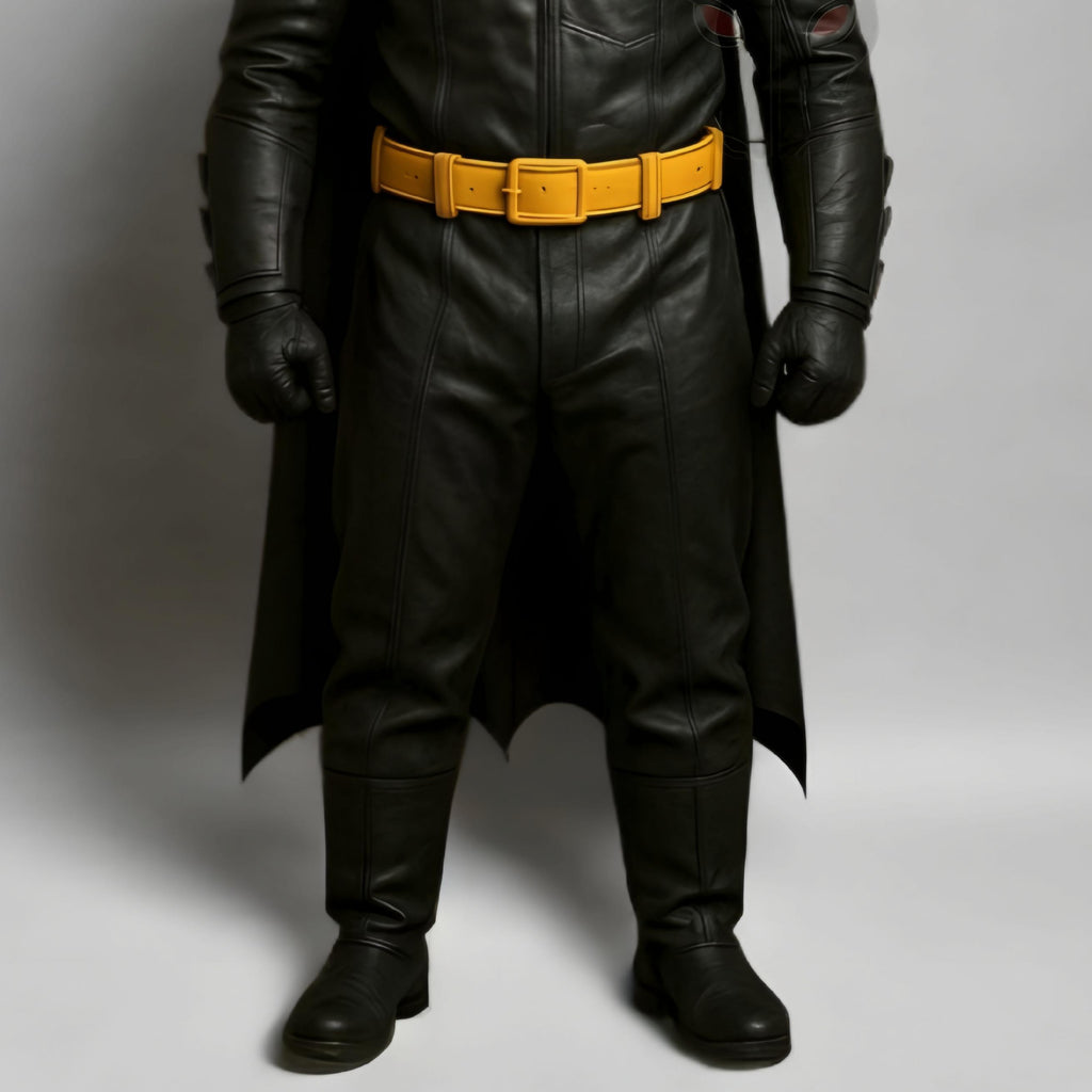 1989 Superhero Costume | Tim Burton Inspired Dark Knight Cosplay Suit | Deluxe Black Leather Outfit