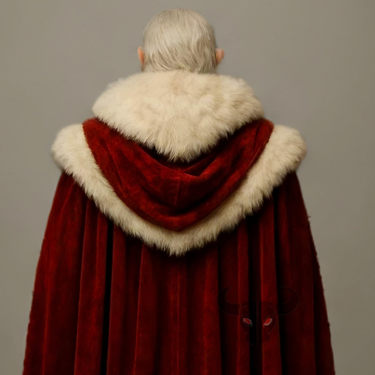 Medieval Red Warrior Cloak Fur Trim Renaissance LARP Cosplay Elf Viking Fantasy Costume Cape