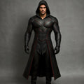 Cyberpunk Assassin genuine leather hooded long coat | cosplay armor | gothic trench | mens biker jacket