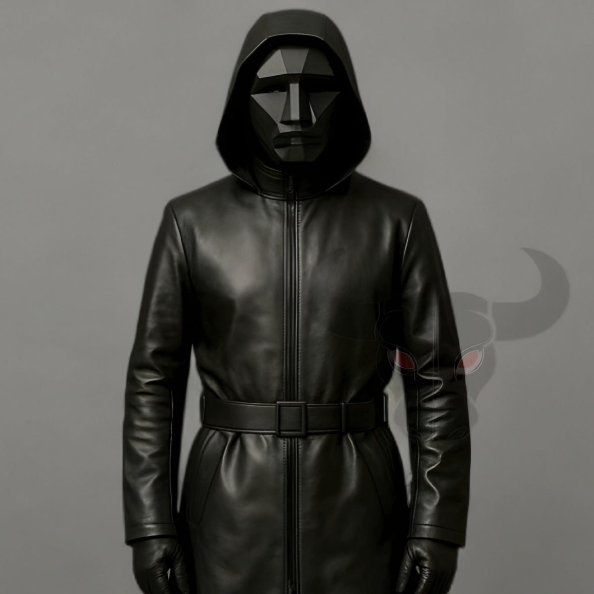 Dark Reaper Hooded Leather Trench Cosplay Outfit | Gothic Cyberpunk Stealth Costume Long Jacket