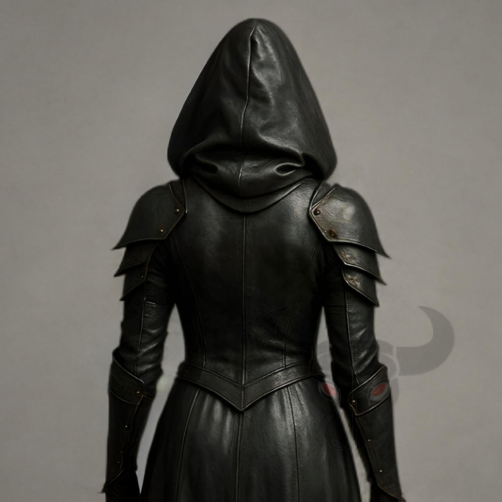 Hooded Leather Armor Coat | Assassin Cosplay Costume | Gothic Witch Cloak | Medieval Rogue Outfit