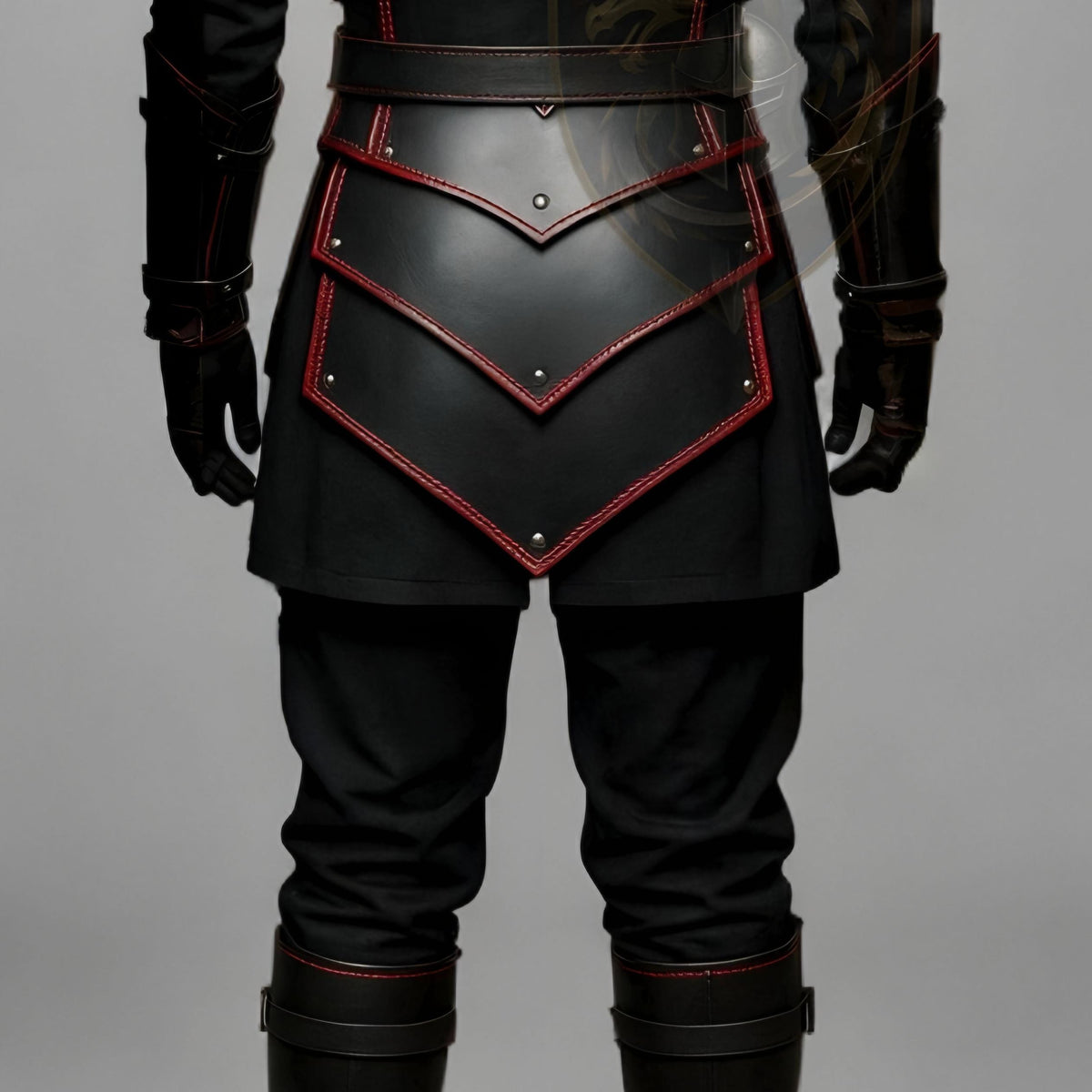 Dark Knight Black Red Leather Armor | Gothic Medieval Cosplay Costume | LARP Warrior Gear