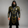 Black Gold Assassin Costume | Medieval Ninja Armor | Hooded Stealth Knight Cosplay | Fantasy LARP Outfit