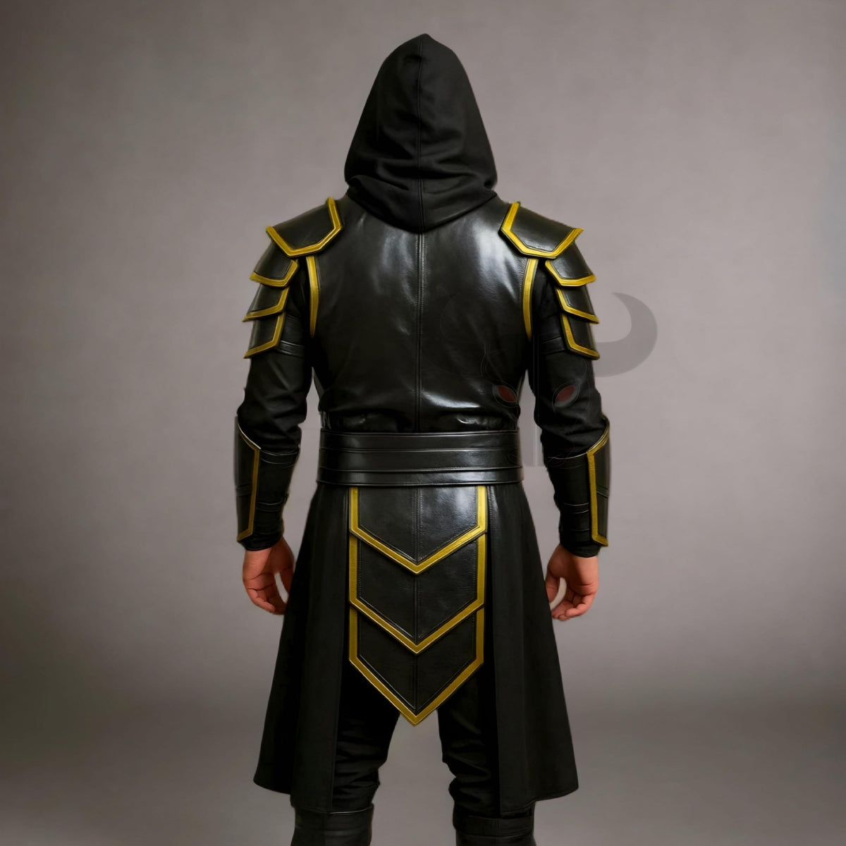 Black Gold Assassin Costume | Medieval Ninja Armor | Hooded Stealth Knight Cosplay | Fantasy LARP Outfit