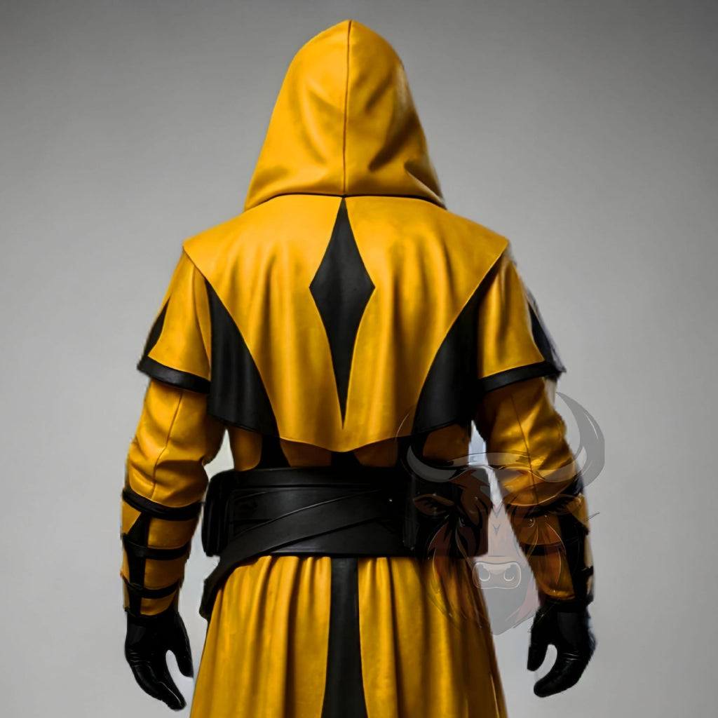 Doctor Flame Warrior Hooded Leather Robe | Gothic Ninja Costume | Halloween LARP Cloak Cosplay
