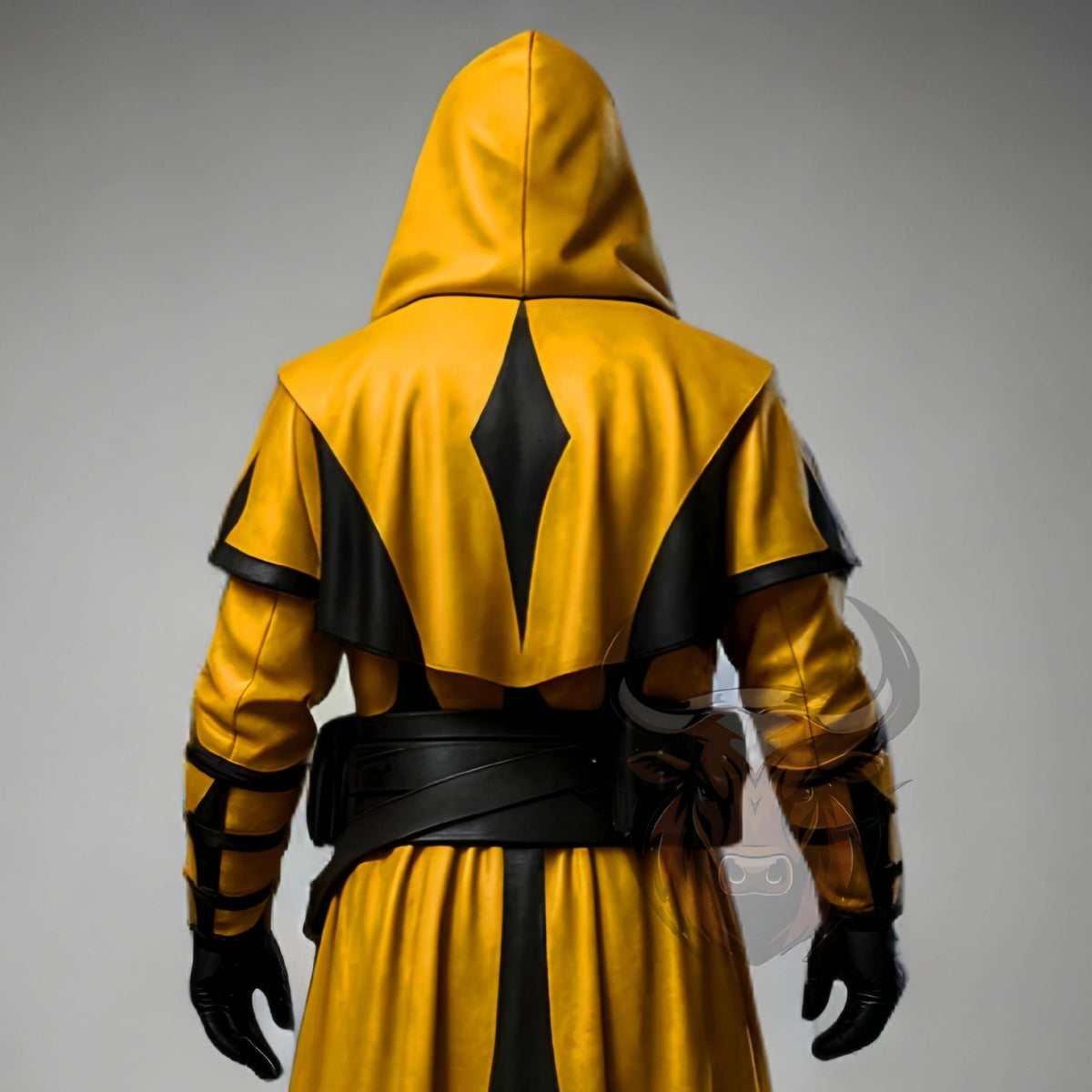 Doctor Flame Warrior Hooded Leather Robe | Gothic Ninja Costume | Halloween LARP Cloak Cosplay