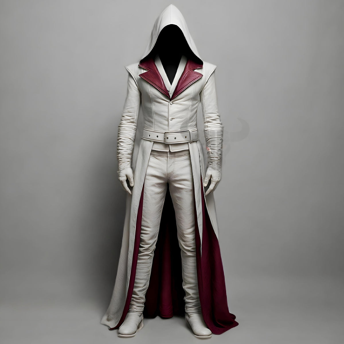 Assassin's Creed Hooded Leather Cosplay Coat Renaissance Medieval Trench Jacket Halloween Costume