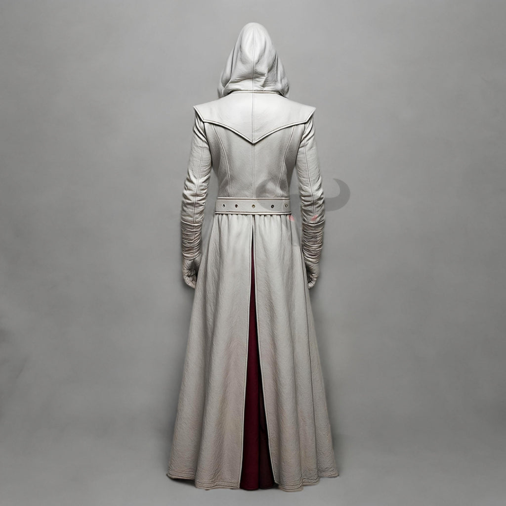Assassin's Creed Hooded Leather Cosplay Coat Renaissance Medieval Trench Jacket Halloween Costume