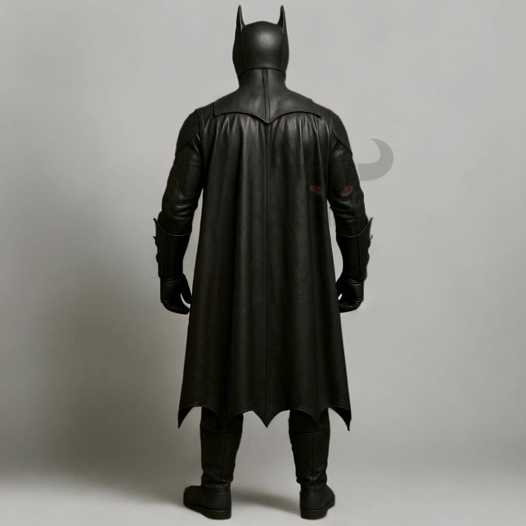 1989 Superhero Costume | Tim Burton Inspired Dark Knight Cosplay Suit | Deluxe Black Leather Outfit