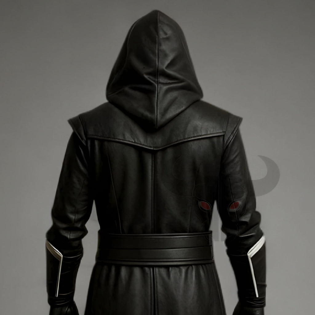 Assassin Creed Style Hooded Leather Coat | Medieval Steampunk Cosplay Costume | Gothic Outfit