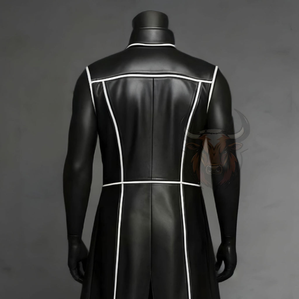 Long Coat Jacket Outfit Men’s Gothic Cosplay Steampunk Tailcoat Festival Costume Genuine Leather