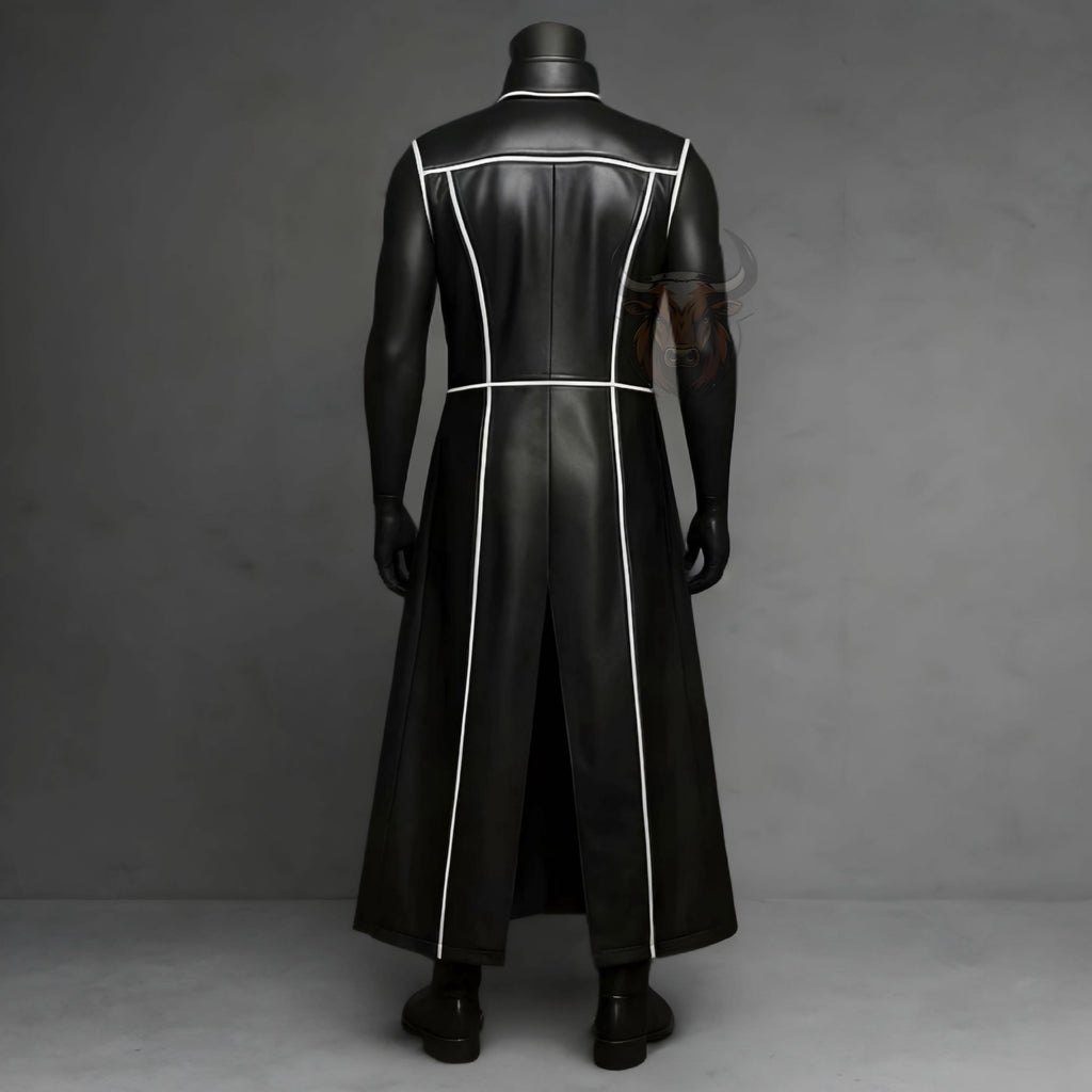 Long Coat Jacket Outfit Men’s Gothic Cosplay Steampunk Tailcoat Festival Costume Genuine Leather