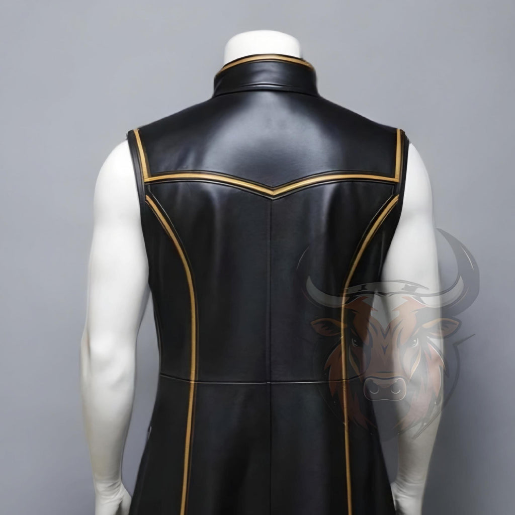 Long Vest Coat Medieval Warrior Costume Gothic Renaissance Cosplay Outfit Handmade Robe Genuine Leather