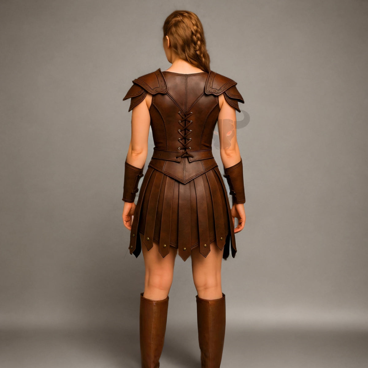 Mythical Shieldmaiden Leather Battle Dress | Roman Warrior Outfit | Fantasy LARP Armor | Medieval Cosplay Costume