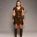 Mythical Shieldmaiden Leather Battle Dress | Roman Warrior Outfit | Fantasy LARP Armor | Medieval Cosplay Costume