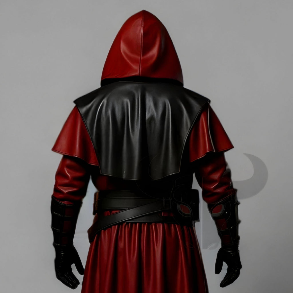 Gothic Halloween Cosplay Coat Genuine Leather Long Trench Jacket Medieval LARP Costume Armor