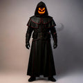 Halloween Pumpkin Head Cosplay Costume Genuine Leather Gothic Trench Coat Medieval LARP Armor