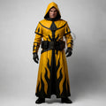 Doctor Flame Warrior Hooded Leather Robe | Gothic Ninja Costume | Halloween LARP Cloak Cosplay