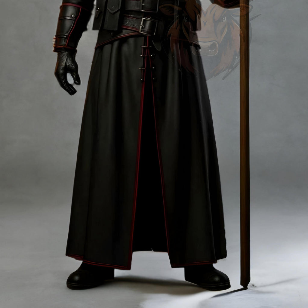 Doctor Dark Sorcerer Halloween Costume Hooded Cloak Pumpkin Mask Wizard Warlock Leather Cosplay Outfit