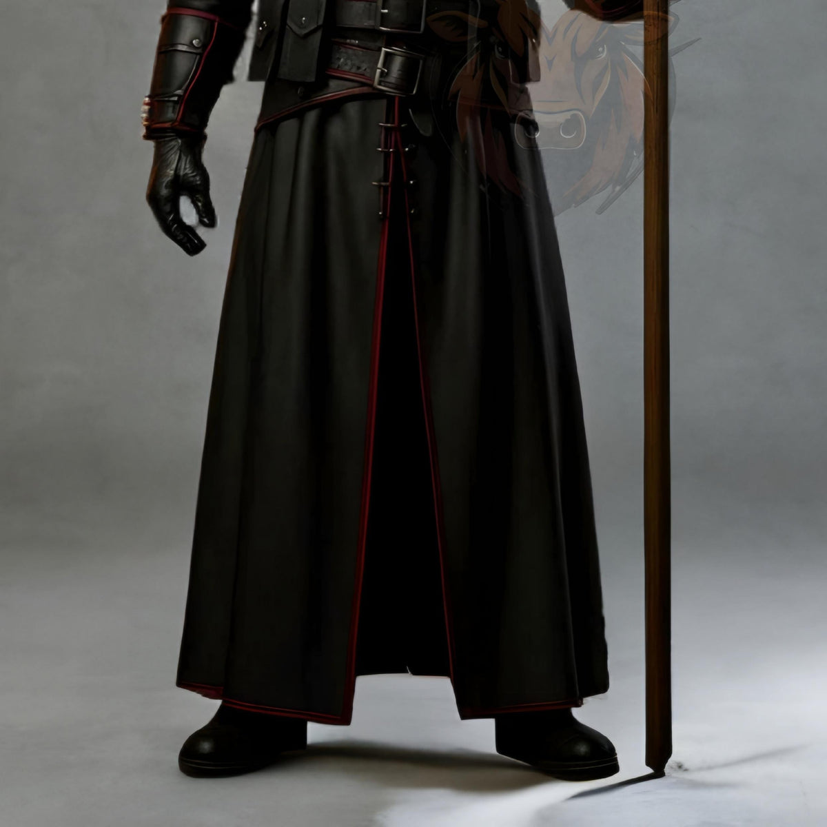 Doctor Dark Sorcerer Halloween Costume Hooded Cloak Pumpkin Mask Wizard Warlock Leather Cosplay Outfit