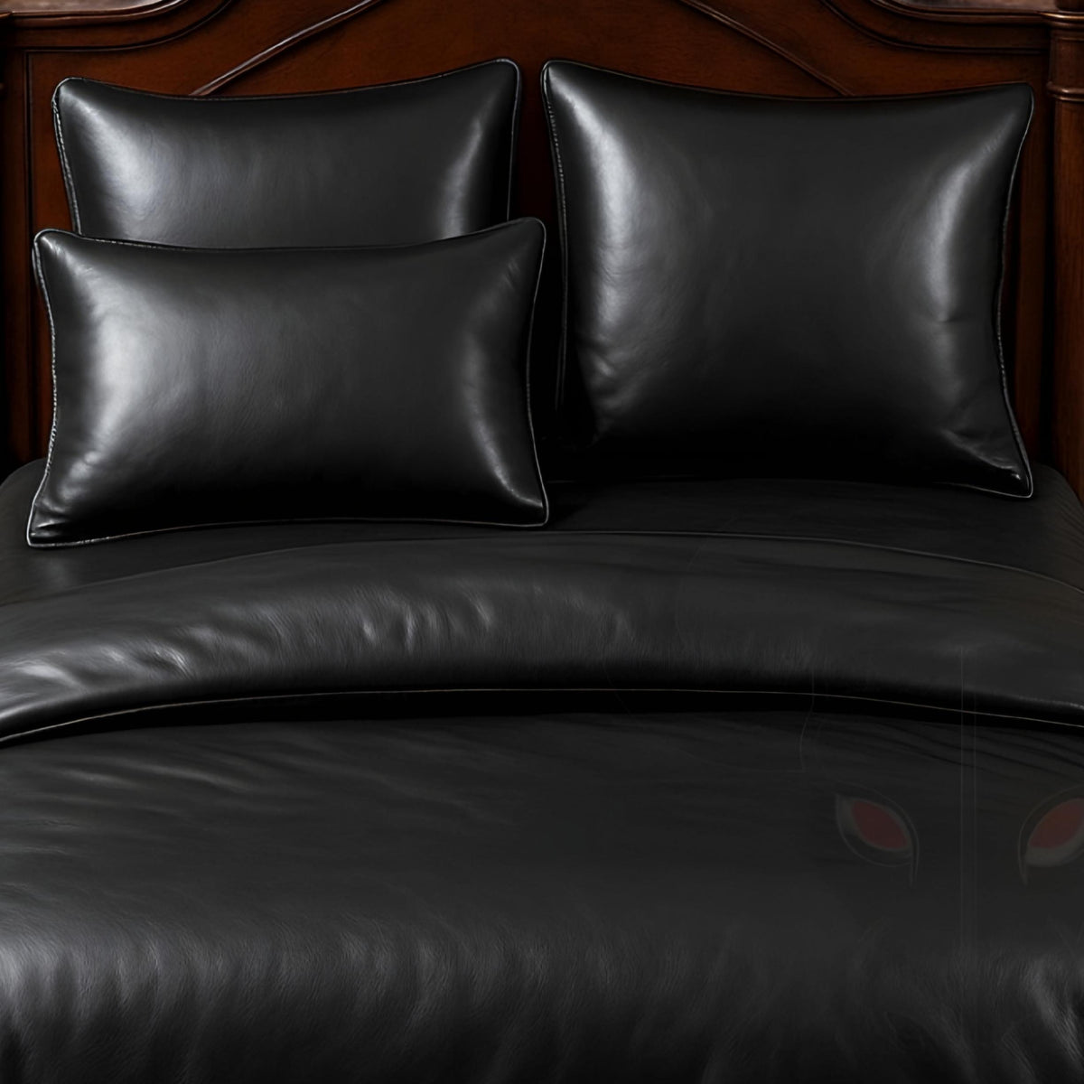 Leather Bed Sheets Genuine Black King Queen Double Single Sizes Modern Bedroom Decor Bedding