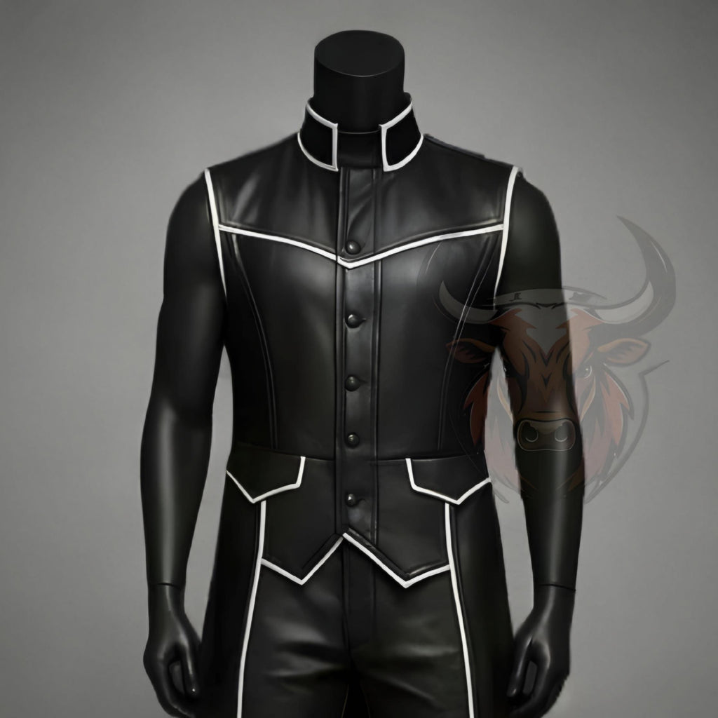 Long Coat Jacket Outfit Men’s Gothic Cosplay Steampunk Tailcoat Festival Costume Genuine Leather