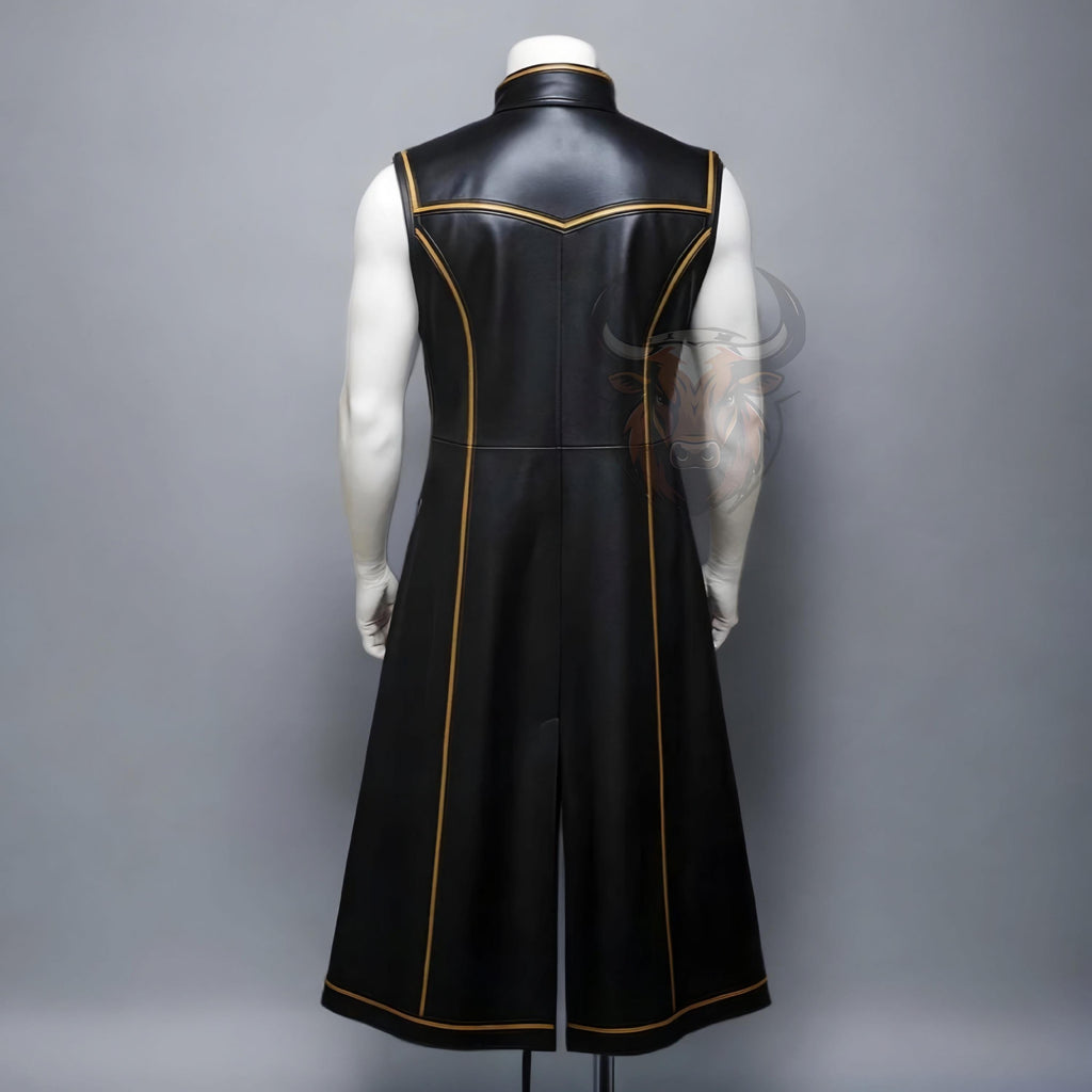 Long Vest Coat Medieval Warrior Costume Gothic Renaissance Cosplay Outfit Handmade Robe Genuine Leather