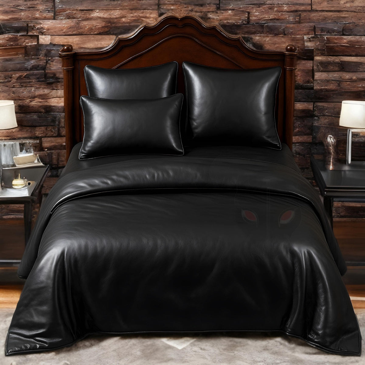 Leather Bed Sheets Genuine Black King Queen Double Single Sizes Modern Bedroom Decor Bedding