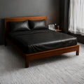 Modern Genuine Leather Bed Sheet Set Black Queen Size Luxury Bedding with Pillowcases