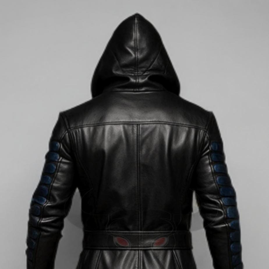Genuine Leather Hooded Trench Coat: Medieval Steampunk Gothic Cloak