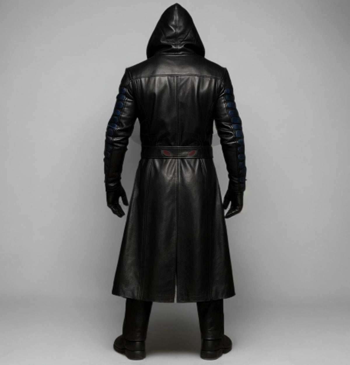 Genuine Leather Hooded Trench Coat: Medieval Steampunk Gothic Cloak