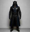 Genuine Leather Hooded Trench Coat: Medieval Steampunk Gothic Cloak