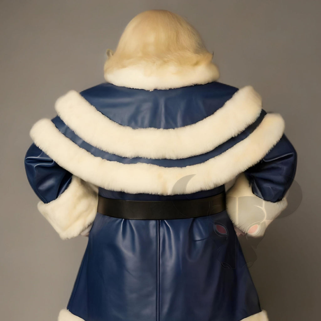 Blue Santa Claus Costume Men’s Faux Fur Leather Suit Christmas Cosplay Handmade | Christmas Outfit