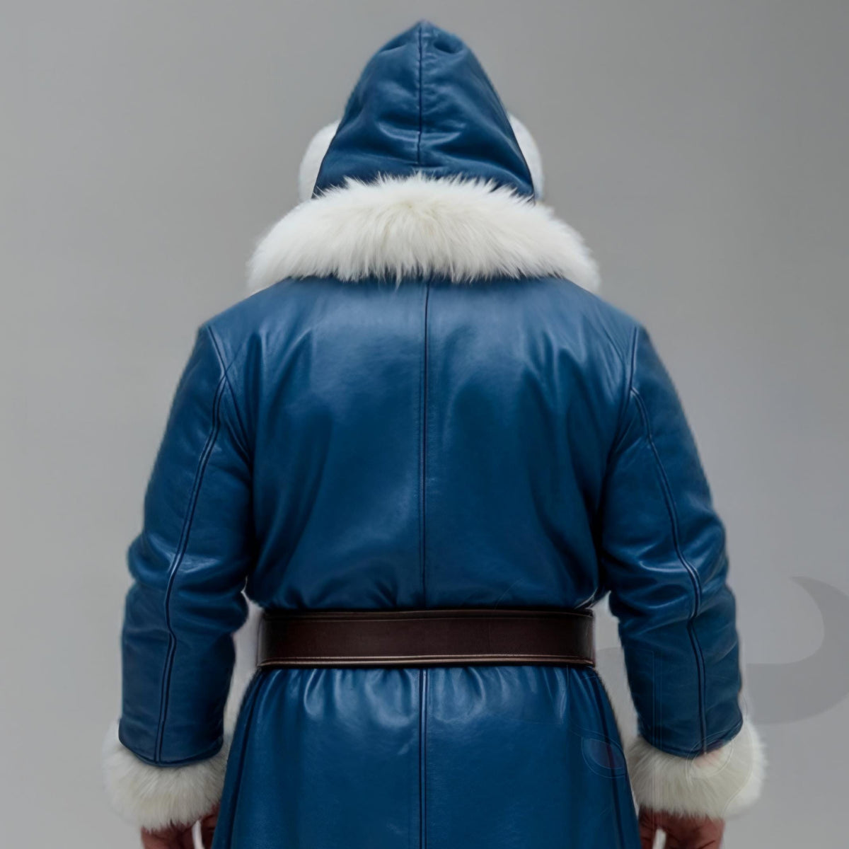 Blue Santa Claus Costume | Genuine Leather Winter Father Christmas Outfit