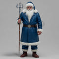 Blue Santa Claus Costume | Genuine Leather Winter Father Christmas Outfit