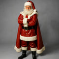 Santa Claus Leather Coat Cosplay Outfit Festive Hooded Trench Shearling Trim Jacket | Christmas Outfit