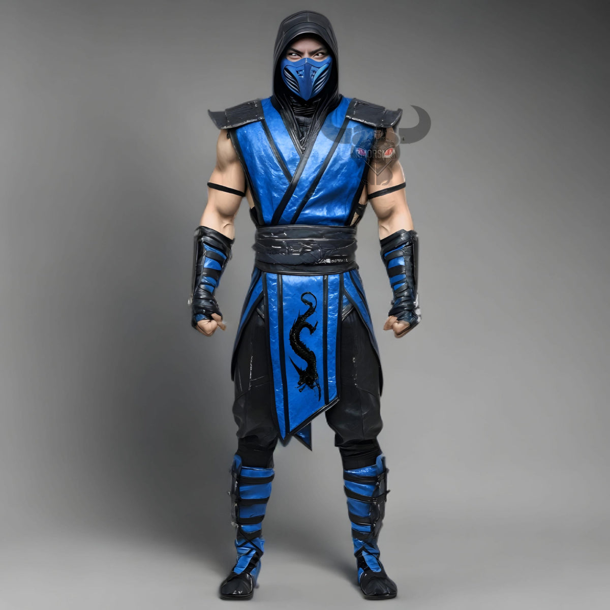 Sub Zero Cosplay Costume Mortal Kombat Ninja Armor Blue Dragon Suit Christmas Gift Men