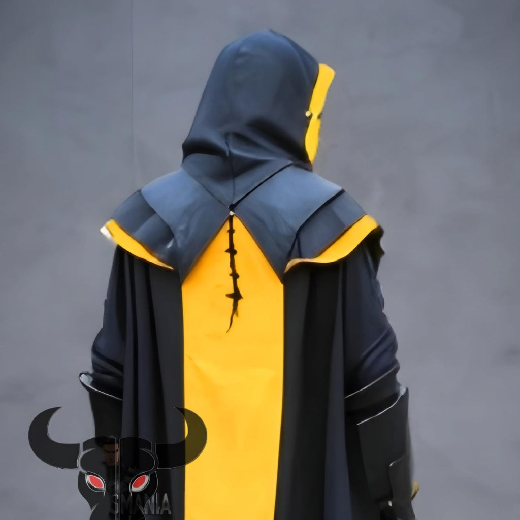 Scorpion Inspired Assassin Cosplay Costume Yellow Black Hooded Cloak Armor Set for Men
