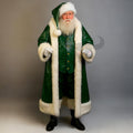 HandMade Green Leather Santa Claus Costume Coat With Fur Trim | Christmas Cosplay Outfit Men