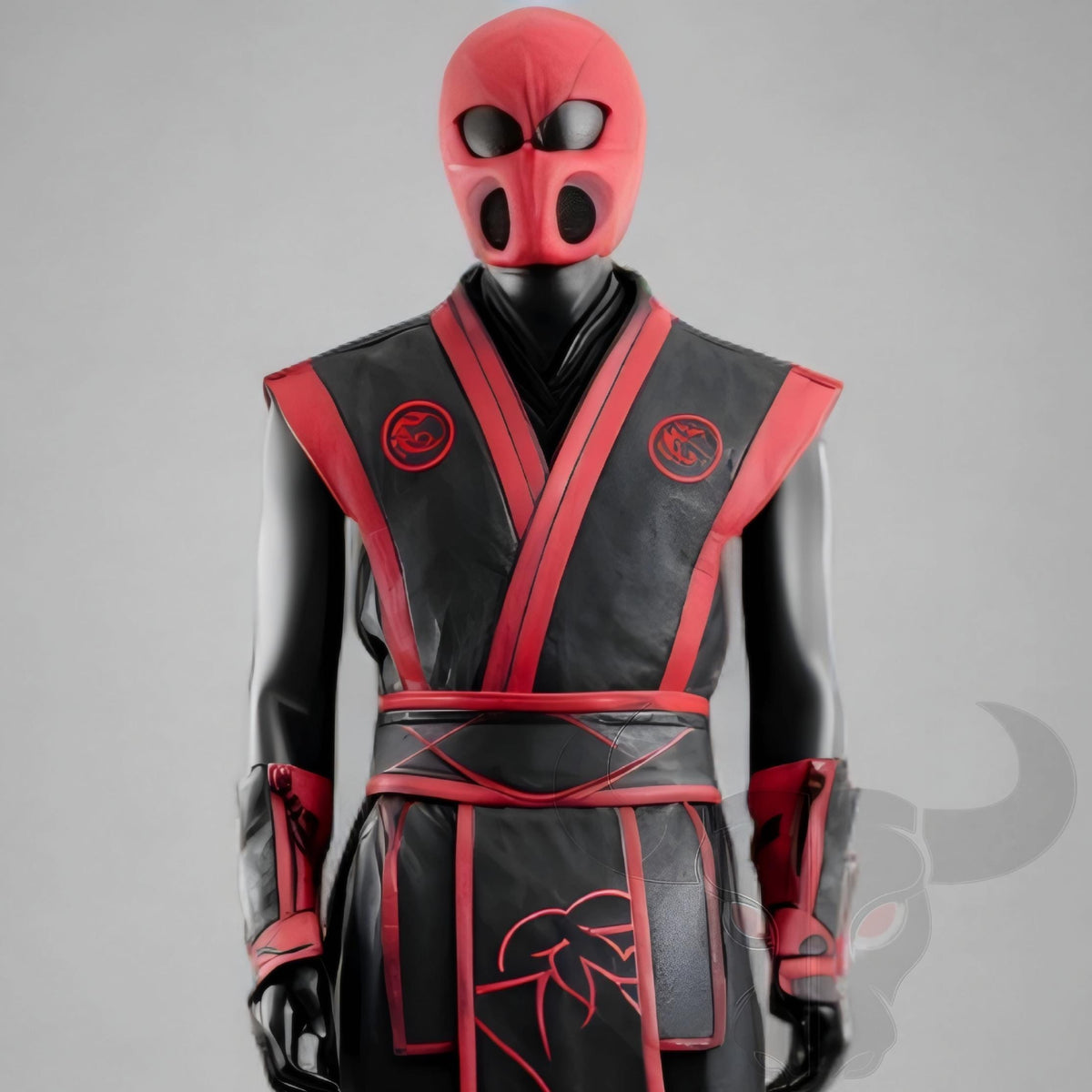 Red Black Ninja Warrior Costume Men’s Leather Cosplay Outfit Mortal Style Suit