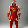Red Leather Warrior Hooded Costume with Fur Trim | Mortal Kombat Inspired Outfit Cosplay Mens