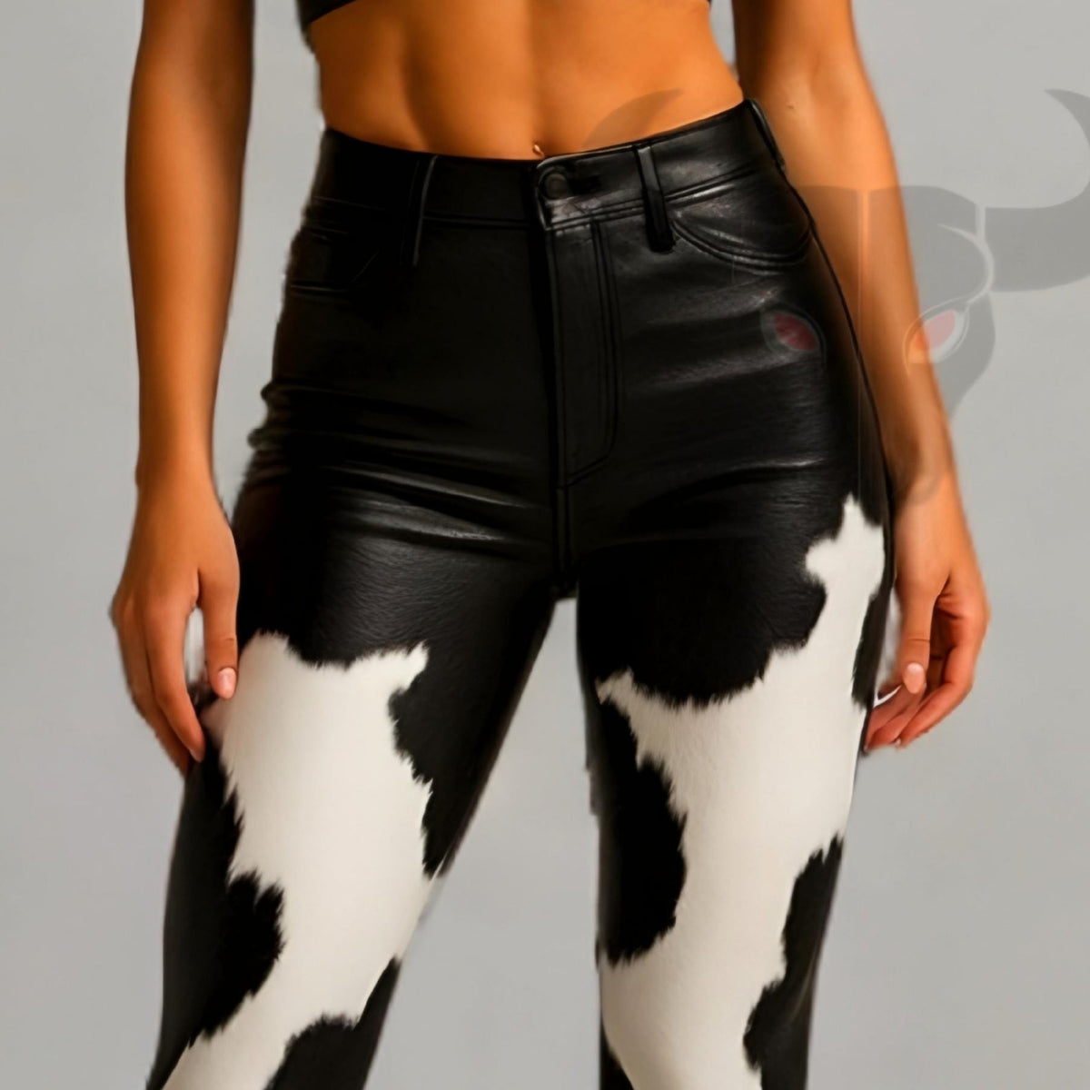 Women’s Cowhide Leather Flare Pants | High Waist Western Hair-On Trousers | Handmade Outfit