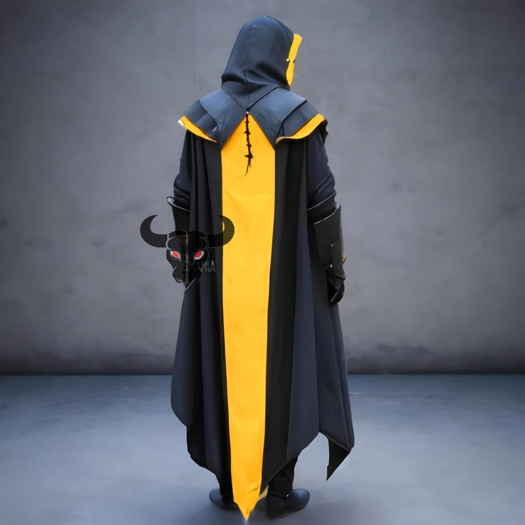 Scorpion Inspired Assassin Cosplay Costume Yellow Black Hooded Cloak Armor Set for Men