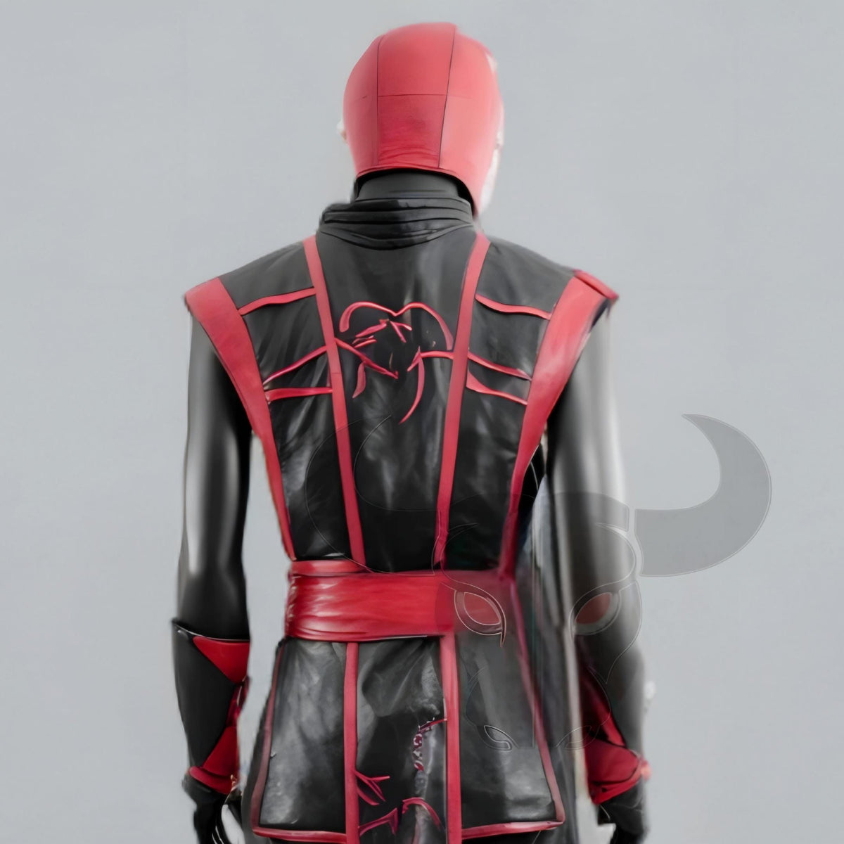 Red Black Ninja Warrior Costume Men’s Leather Cosplay Outfit Mortal Style Suit