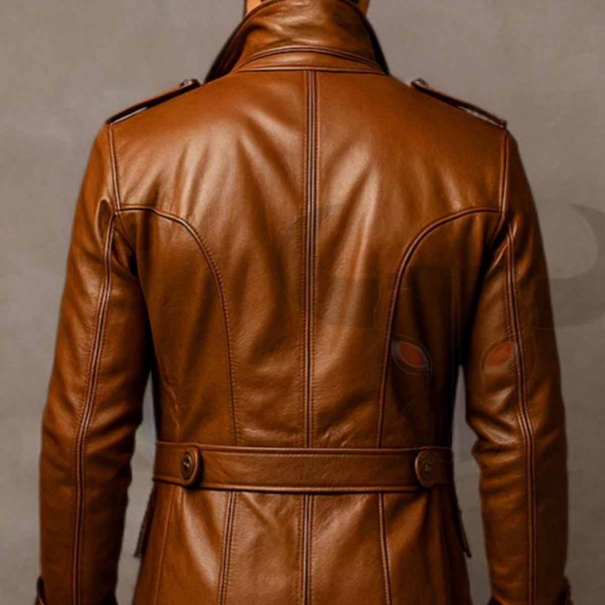 Men’s Brown Leather Trench Coat | Vintage Double-Breasted Long Jacket | Handmade Steampunk Outerwear